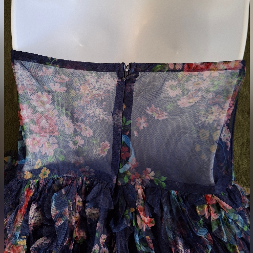 Lulu's Multicolor Floral Strapless Ruffle Gown Dress - Picture 8 of 11